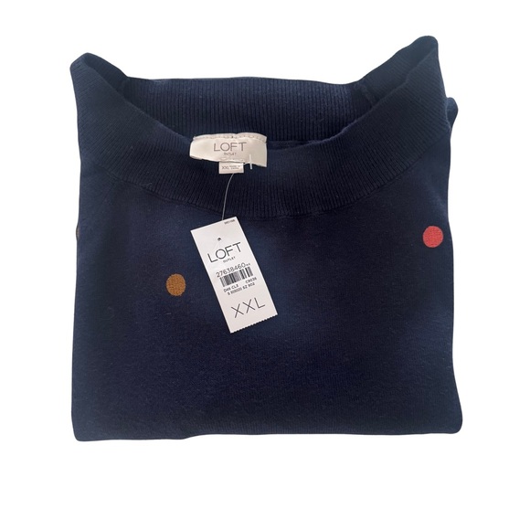 Loft Outlet Navy Confetti-Dot Long-Sleeve Pullover Sweater XXL Cotton-Blend - Picture 3 of 5